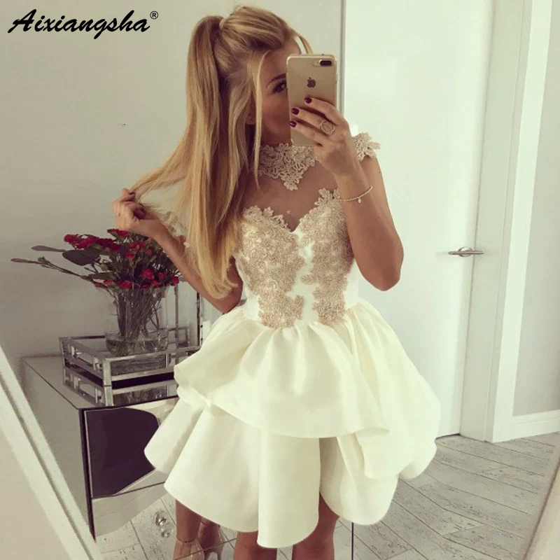 Великолепные vestidos de fiesta noche ТРАПЕЦИЕВИДНОЕ ПЛАТЬЕ с высокой горловиной и
