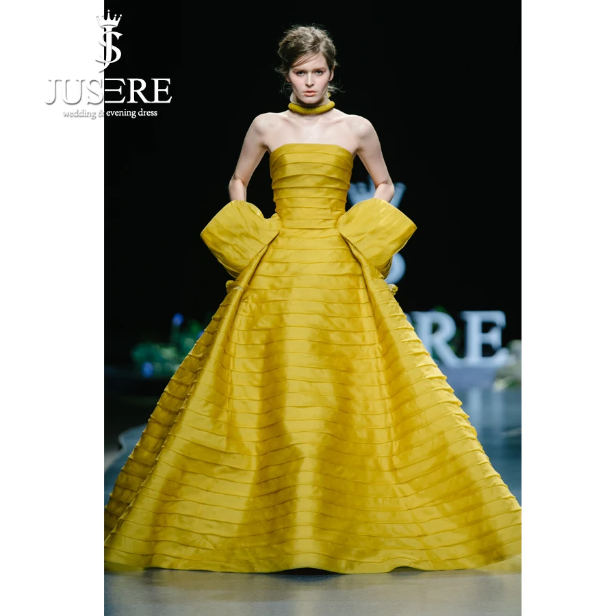 JUSERE FASHION SHOW Yellow Long Evening Dress Pleat Strapless Sleeveless Floor Length Party Dresses Robe de soiree
JUSERE FASHION SHOW Yellow Long Evening Dress Pleat Strapless Sleeveless Floor Length Party Dresses Robe de soiree