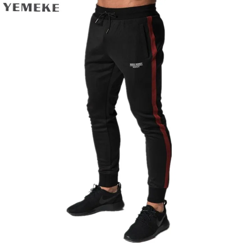 Мужские штаны YEMEKE эластичные хлопковые для фитнеса бега бодибилдинга 2018|brand