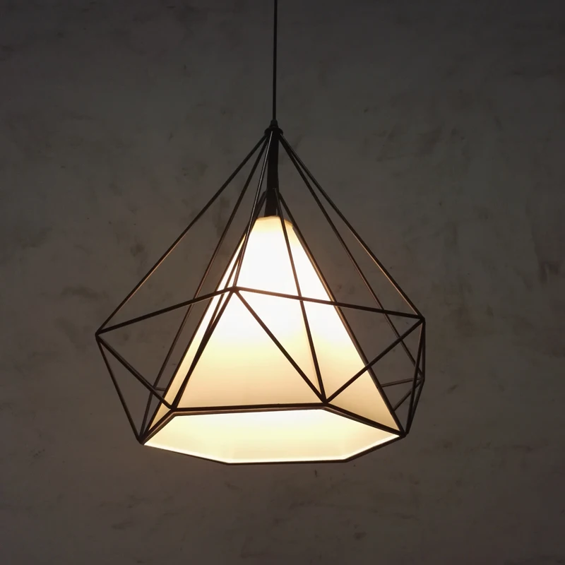 American vintage hexahedral diamond iron pendant light fixture loft DIY home deco dining room E27 bulb fabric pendant lamp
American vintage hexahedral diamond iron pendant light fixture loft DIY home deco dining room E27 bulb fabric pendant lamp