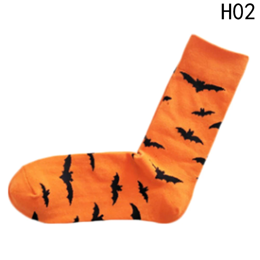 1 Pair Crew Socks Cotton Cartoon Pumpkin Lamp Bat Socks Halloween Party Long Socks For Men Women