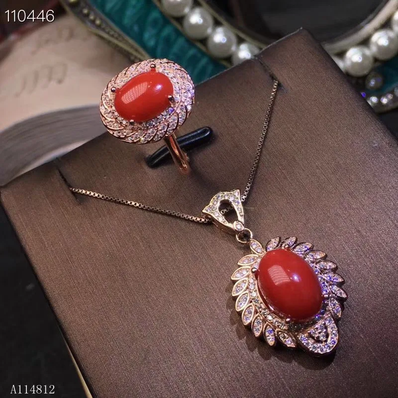 KJJEAXCMY Boutique jewelry 925 Silver-inlaid Natural Red Coral Ruby Ring Pendant Set Support Detection
KJJEAXCMY Boutique jewelry 925 Silver-inlaid Natural Red Coral Ruby Ring Pendant Set Support Detection