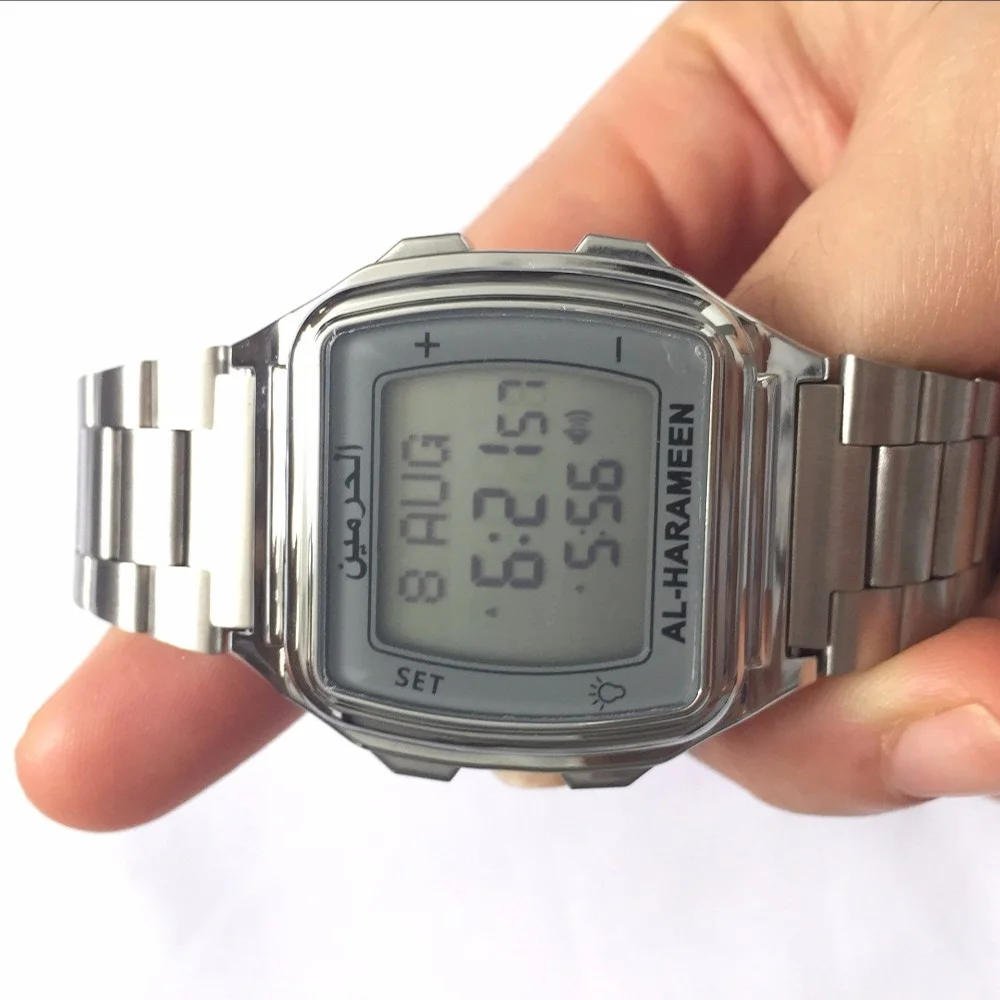AL-Harameen HA-6461S Muslim Stainless Steel Square Display Water Resistant Automatic Azan Wrist Watch for Islamic Prayer
AL-Harameen HA-6461S Muslim Stainless Steel Square Display Water Resistant Automatic Azan Wrist Watch for Islamic Prayer