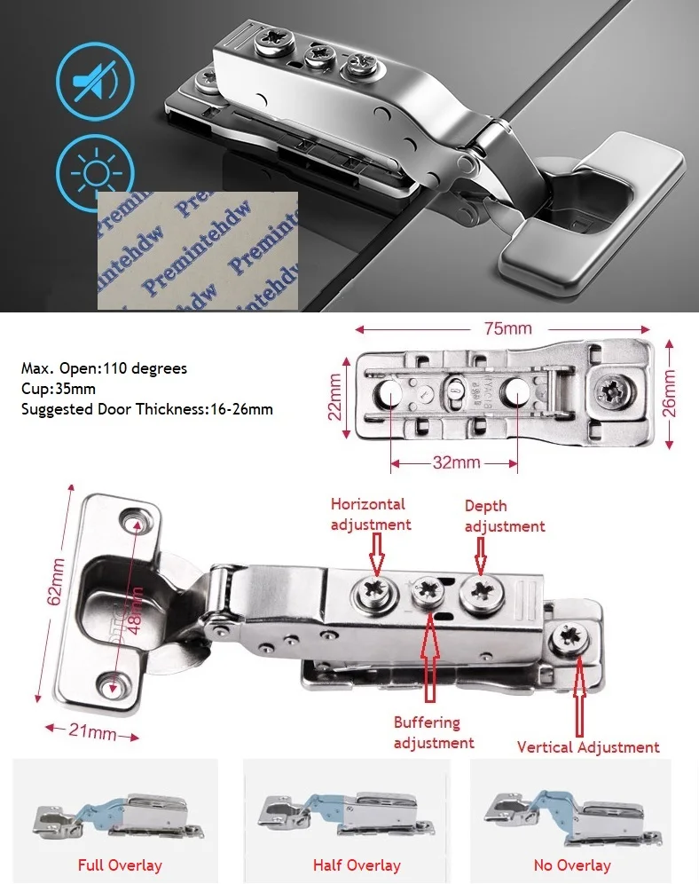 2Pcs/Lot 3D Adjustment buffer damper adjustable quiet soft cabinet cupboard hinge with concealing adjustable base DTC
2Pcs/Lot 3D Adjustment buffer damper adjustable quiet soft cabinet cupboard hinge with concealing adjustable base DTC