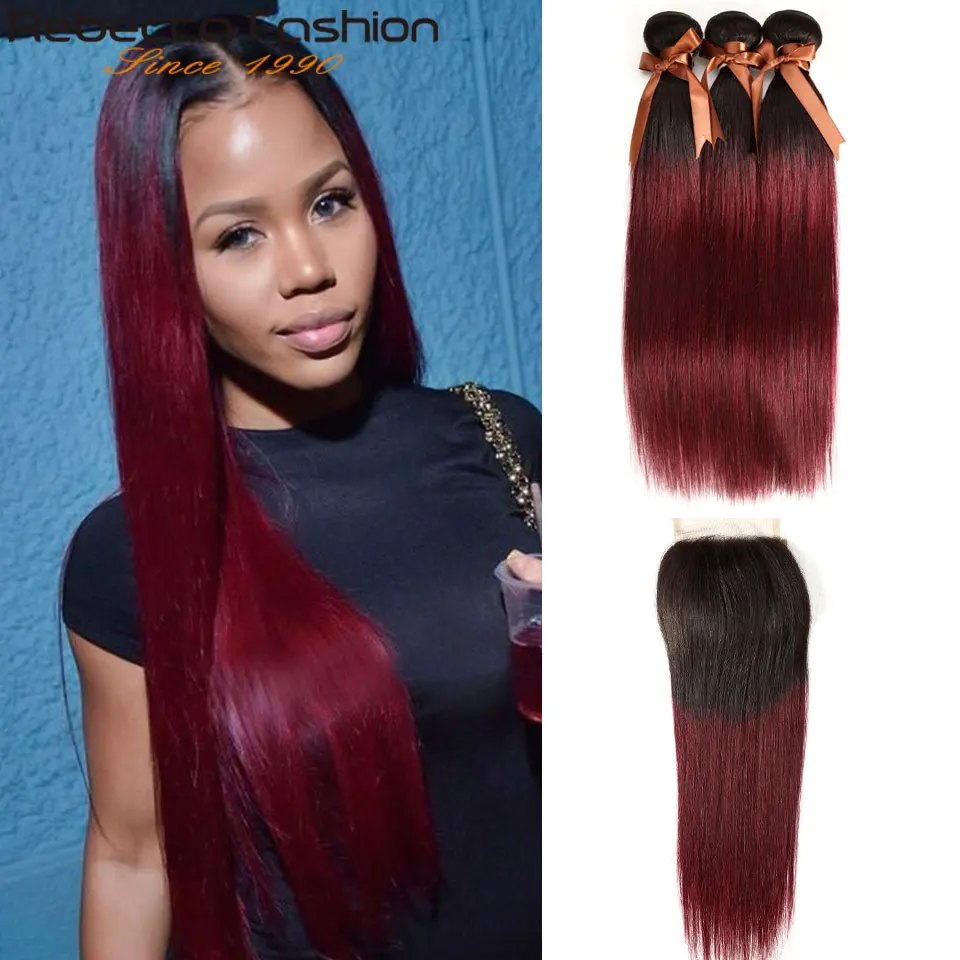 Rebecca Ombre Bundles With Closure Two Tone T1B/99J Peruvian Non-Remy Straight Hair 8 To 28 30 Bundles With 4X4 Lace Closure
Rebecca Ombre Bundles With Closure Two Tone T1B/99J Peruvian Non-Remy Straight Hair 8 To 28 30 Bundles With 4X4 Lace Closure