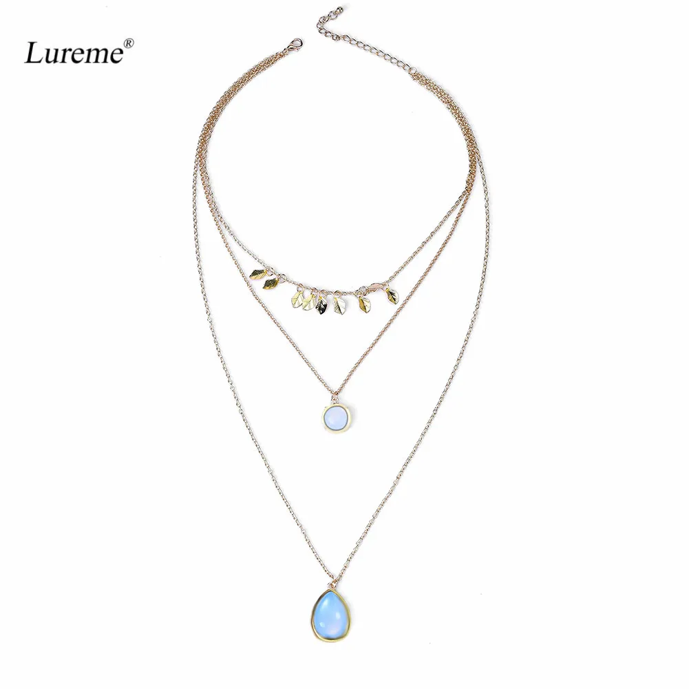 Lureme New Creative Metal Leaf Resin Crystal Teardrop Pendant Multilayer Choker Necklace (nl005886)
Lureme New Creative Metal Leaf Resin Crystal Teardrop Pendant Multilayer Choker Necklace (nl005886)