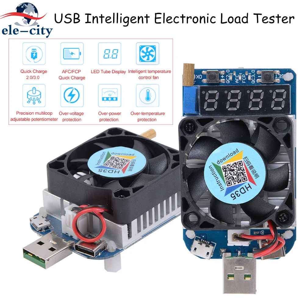 HD35 USB Intelligent Electronic Load Tester Protection Adjustable constant current aging resistor battery voltage capacity
HD35 USB Intelligent Electronic Load Tester Protection Adjustable constant current aging resistor battery voltage capacity