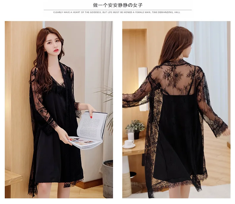 Fdfklak Women's robe set long sleeve hollow out lace nightgown spring autumn bathrobe female sleepwear sets two piece bathrobes
Fdfklak Women's robe set long sleeve hollow out lace nightgown spring autumn bathrobe female sleepwear sets two piece bathrobes
