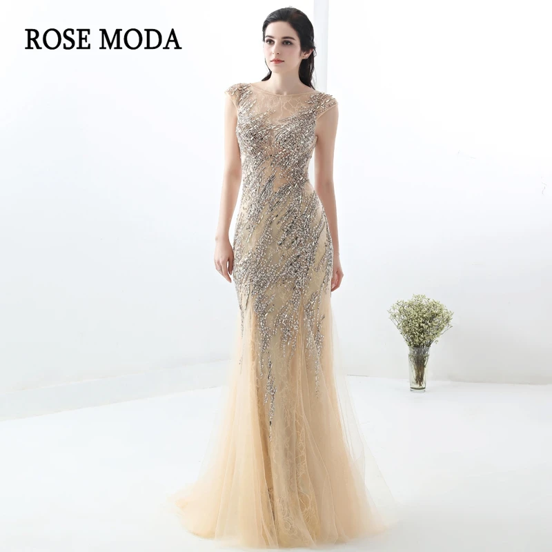 Rose Moda Lace Mermaid Prom Dress 2018 Champagne Bling Long Formal Prom Dresses Custom Made
Rose Moda Lace Mermaid Prom Dress 2018 Champagne Bling Long Formal Prom Dresses Custom Made