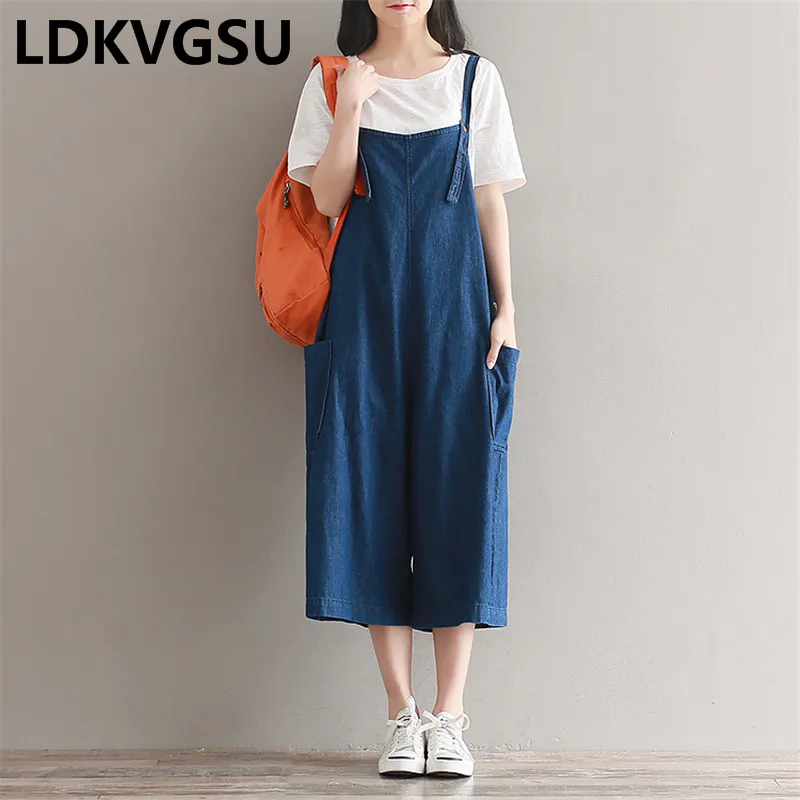 2018 Summer New Loose Large Size Women Denim Jumpsuit Preppy Style Nine Points Pants Wide Leg Pants Female Rompers Is472
2018 Summer New Loose Large Size Women Denim Jumpsuit Preppy Style Nine Points Pants Wide Leg Pants Female Rompers Is472