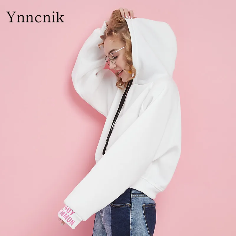 Ynncnik 2018 флисовая толстовка женская с буквенным принтом короткие толстовки
