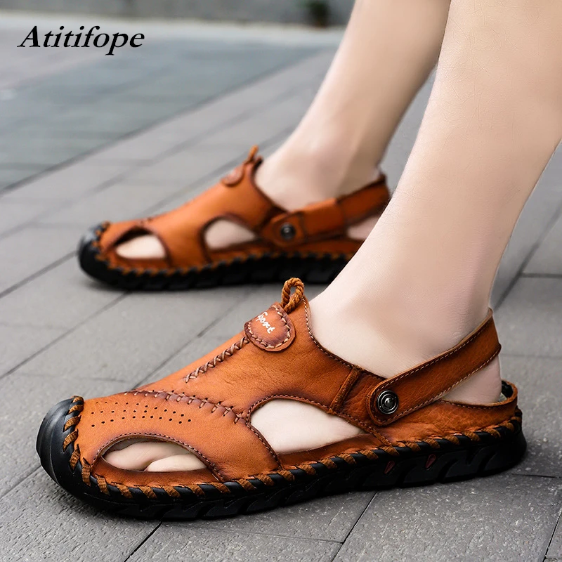 Men's Sandals Leather Breathable Close-Toe Sandals Non-Slip Summer Adjustable Beach Fisherman Slippers Outdoor
Men's Sandals Leather Breathable Close-Toe Sandals Non-Slip Summer Adjustable Beach Fisherman Slippers Outdoor