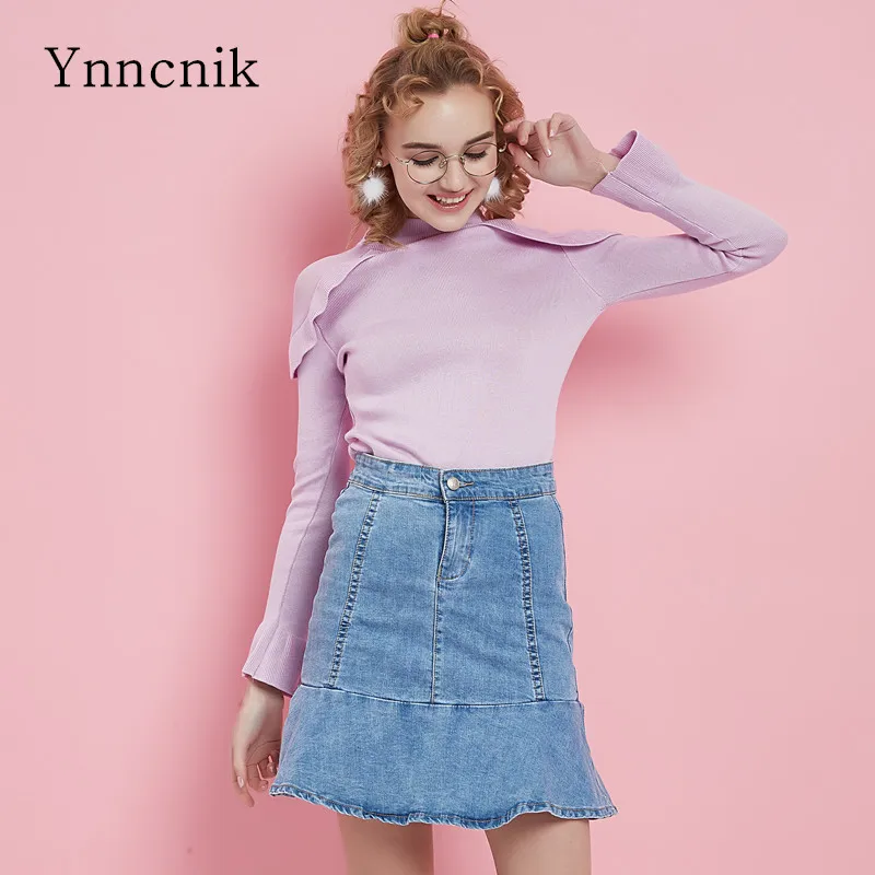 Ynncnik 2018 новые весенние трикотажные пуловеры с длинным рукавом однотонные