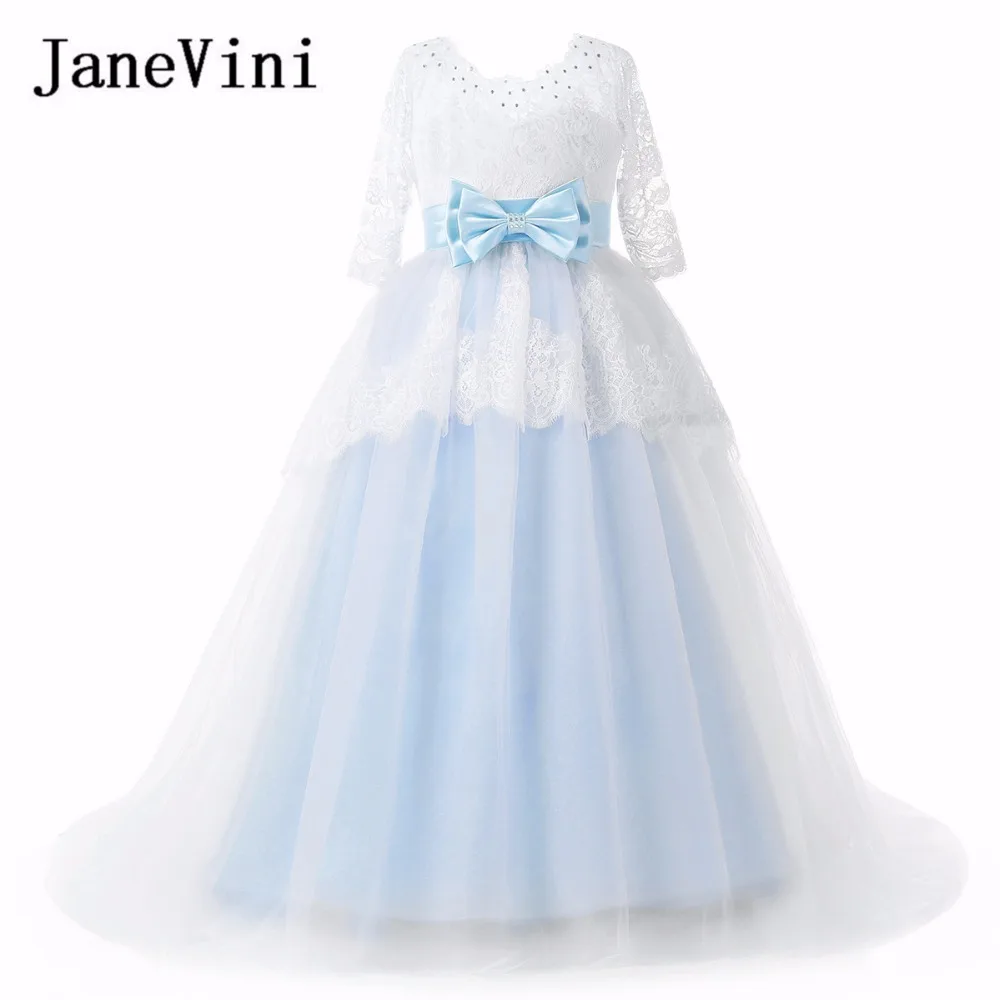 JaneVini White Blue Beaded Kids Flower Girls Dresses 2018 Long Evening Party Princess Ball Gown Lace Appliques Communion Dress
JaneVini White Blue Beaded Kids Flower Girls Dresses 2018 Long Evening Party Princess Ball Gown Lace Appliques Communion Dress