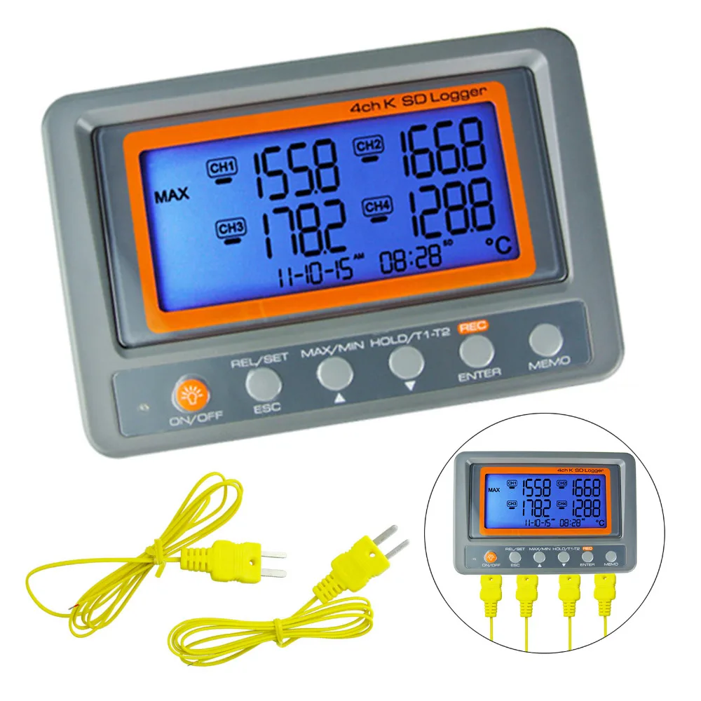 88598 Digital 4 Channel K-Type Thermocouple Thermometer -328~2498 degree C/F SD Card Wallmount Data Logger LED Alarm
88598 Digital 4 Channel K-Type Thermocouple Thermometer -328~2498 degree C/F SD Card Wallmount Data Logger LED Alarm