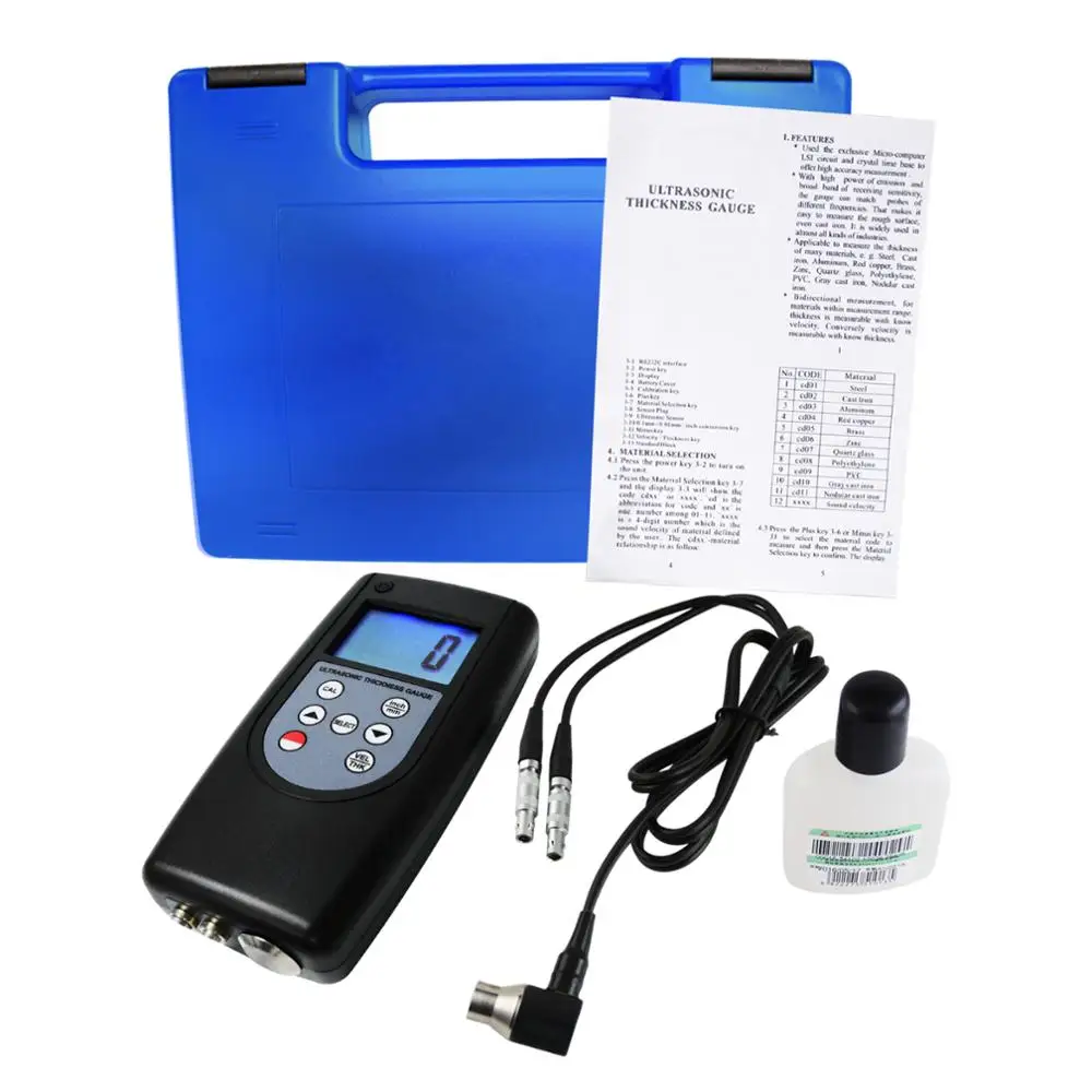 Digital Ultrasonic Thickness Meter 0.75~400mm for Material Measurement Gauge Steel Cast Iron Aluminum Red Copper Brass Zinc PVC
Digital Ultrasonic Thickness Meter 0.75~400mm for Material Measurement Gauge Steel Cast Iron Aluminum Red Copper Brass Zinc PVC