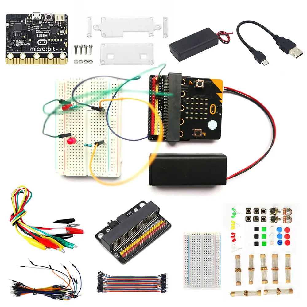 BBC Micro:bit Go Starter Kit чехол макетная плата USB кабель обучение программированию
