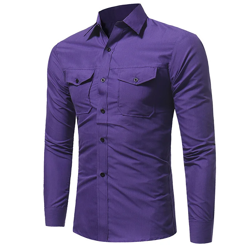 2018 Autumn Solid Color Shirt Men Pocket Decoration Long Sleeve turn-down Collar Shirts Mens Business Slim Shirt tops 3XL
2018 Autumn Solid Color Shirt Men Pocket Decoration Long Sleeve turn-down Collar Shirts Mens Business Slim Shirt tops 3XL