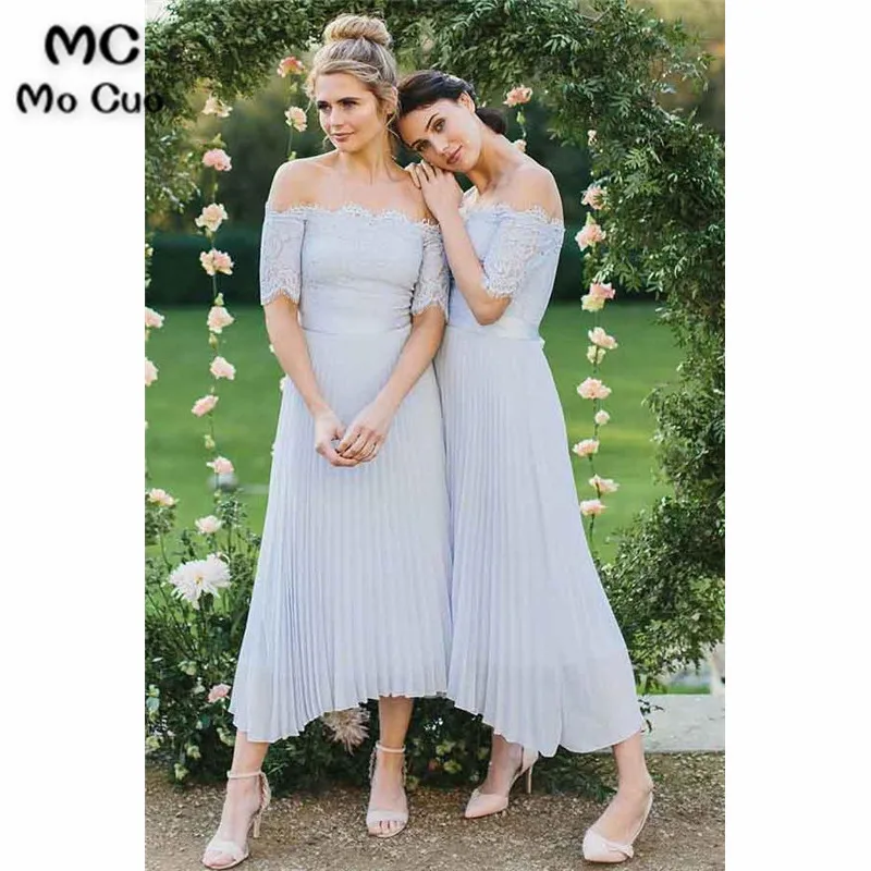 Off Shoulder Lace Bridesmaid Dress with Short Sleeve Chiffon Wedding Party Dress Ankle Length Women Bridesmaid Dresses
Off Shoulder Lace Bridesmaid Dress with Short Sleeve Chiffon Wedding Party Dress Ankle Length Women Bridesmaid Dresses