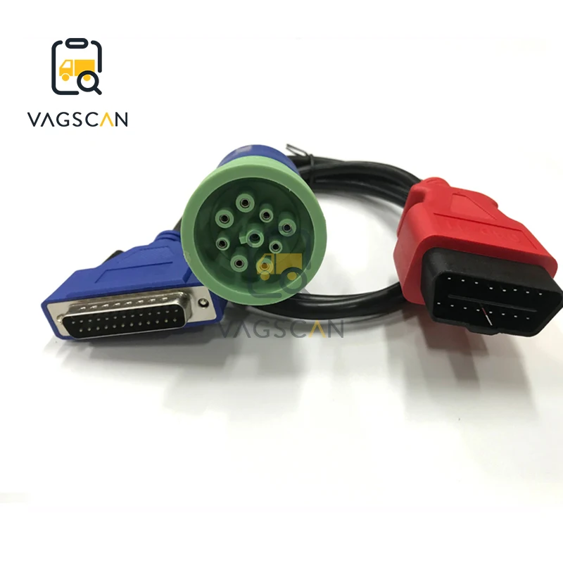 OBDII +9 Pin universal Diesel truck Portocol Adapter 5 cable