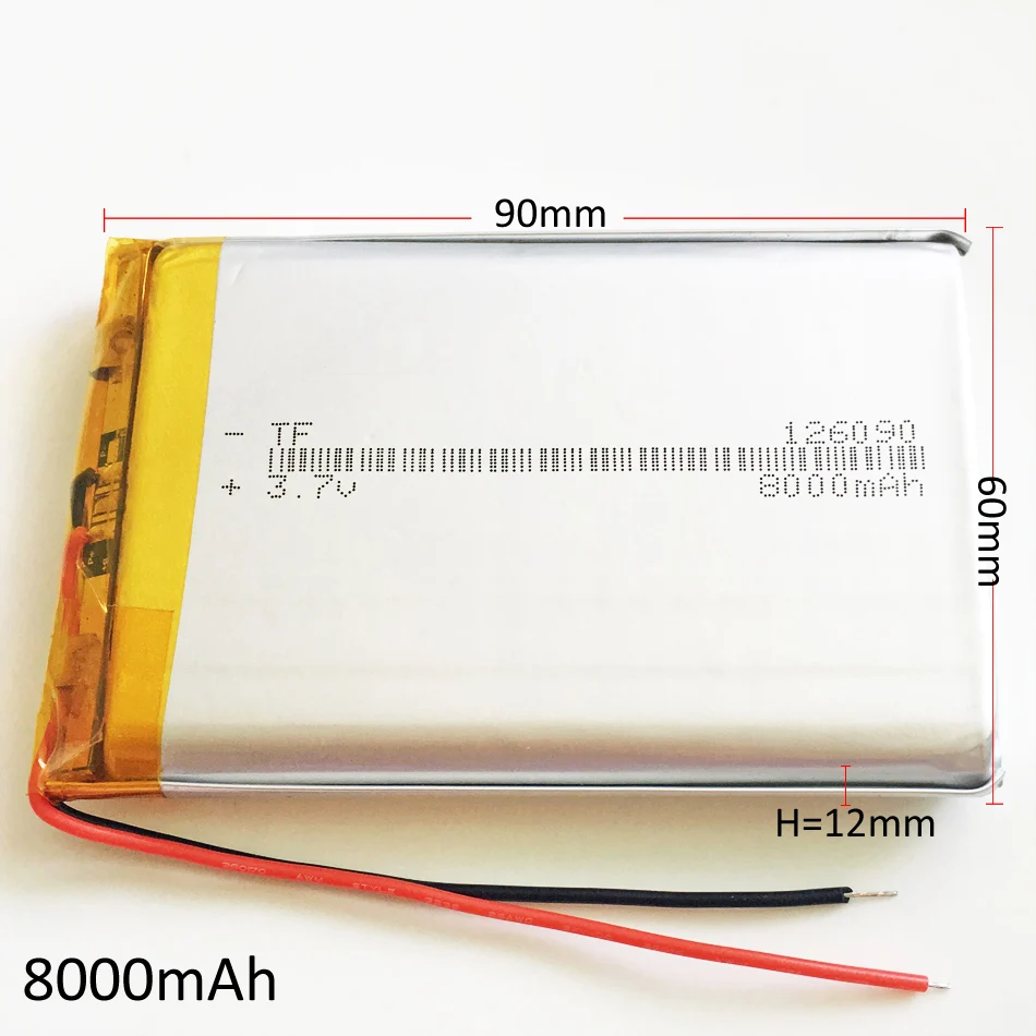 3.7V 8000mAh Polymer Lithium Li-Po Rechargeable Battery Li cells For GPS PSP DVD PAD E-book tablet pc power bank 126090
3.7V 8000mAh Polymer Lithium Li-Po Rechargeable Battery Li cells For GPS PSP DVD PAD E-book tablet pc power bank 126090