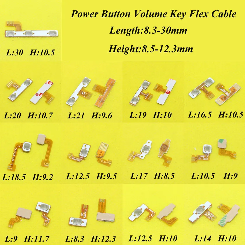 13 models, Volume Key button Power Switch Flex Cable Ribbon replacement parts For Smart Phone,length:8.3-30mm height:8.5-12.3mm
13 models, Volume Key button Power Switch Flex Cable Ribbon replacement parts For Smart Phone,length:8.3-30mm height:8.5-12.3mm