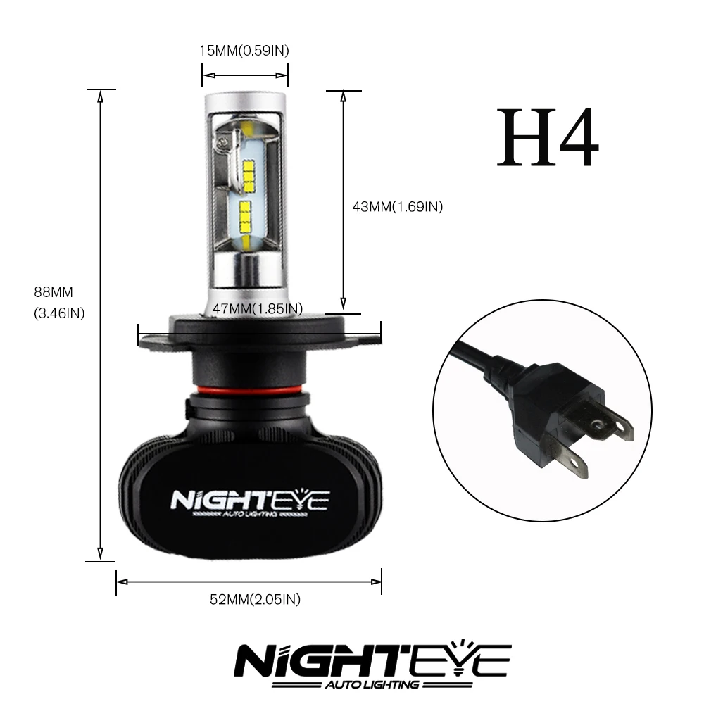 NIGHTEYE 8000LM H4 9003 HB2 9005 HB3 H1 комплект автомобильных светодиодных фар для замены лампы