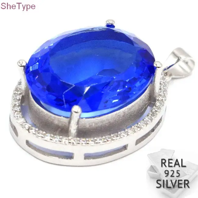 SheType Big Oval Gemstone 22x18mm 12.1g Rich Blue Violet Tanzanite CZ Real 925 Solid Sterling Silver Pendant 35x23mm
SheType Big Oval Gemstone 22x18mm 12.1g Rich Blue Violet Tanzanite CZ Real 925 Solid Sterling Silver Pendant 35x23mm