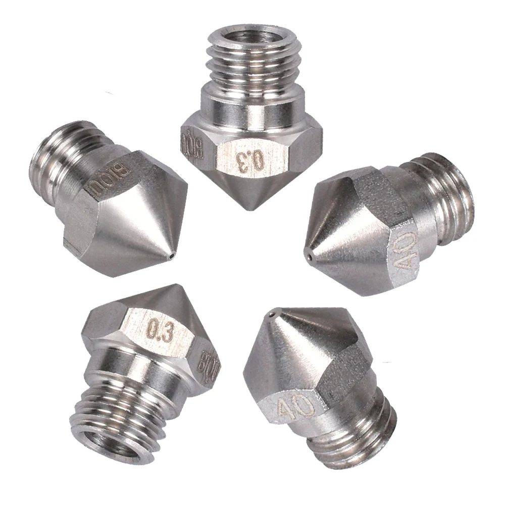 5PCS MK10 Extruder Makerbot2 Stainless Steel Nozzle 0.2/0.3/0.4/0.5/0.6/0.8mm for 1.75mm Filament Screw Thread M7
5PCS MK10 Extruder Makerbot2 Stainless Steel Nozzle 0.2/0.3/0.4/0.5/0.6/0.8mm for 1.75mm Filament Screw Thread M7