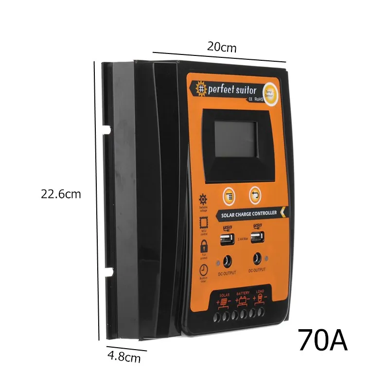 30A/50A/70A Solar Charge Controller 12V 24V Auto PWM LCD Dual USB Solar Cell Panel Regulator Home Battery Charger
30A/50A/70A Solar Charge Controller 12V 24V Auto PWM LCD Dual USB Solar Cell Panel Regulator Home Battery Charger
