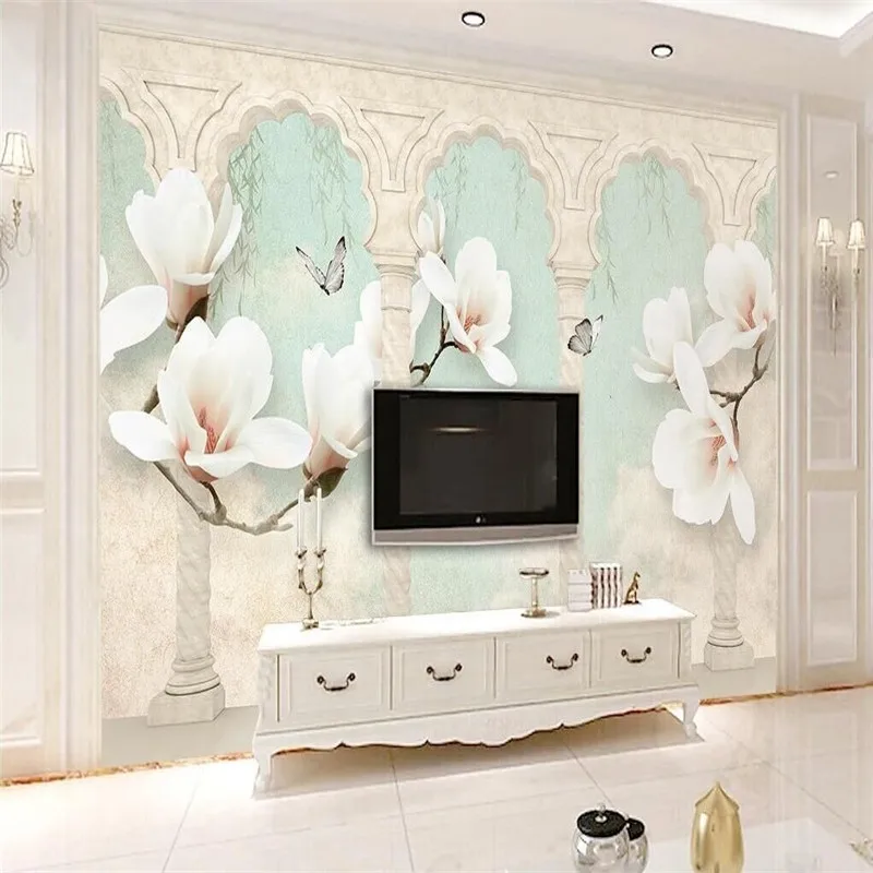 Beige magnolia butterfly Roman column 3d stereo TV background wall professional production wallpaper wall whole house custom
Beige magnolia butterfly Roman column 3d stereo TV background wall professional production wallpaper wall whole house custom