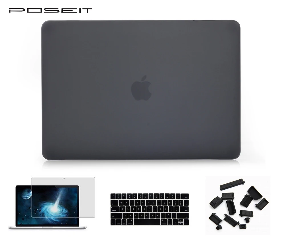 

Matte Hard Case Cover+Keyboard Cover+Screen Film+Dust Plugs For Macbook Air 11 13 Pro Retina 12 13 15 Touch Bar 13 15