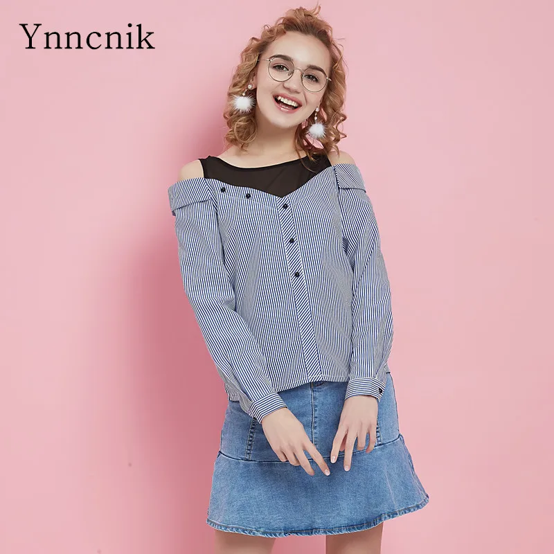 Женская клетчатая блузка ynncника Лоскутная Блузка с длинным рукавом открытыми