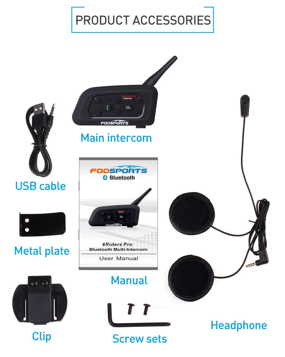 Fodsports V6 Pro Motorcycle Helmet Intercom Bluetooth Headset intercomunicador moto 6 Riders MP3 GPS
Fodsports V6 Pro Motorcycle Helmet Intercom Bluetooth Headset intercomunicador moto 6 Riders MP3 GPS