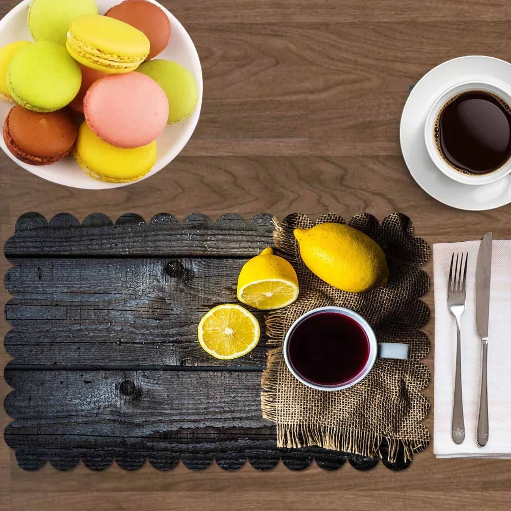 Else Dark Gray Wood Yellow Lemons Cup of Tea 4 Pcs 3d Print Washable Micro Fabric Table Placemat Pad for Dining Room Kitchen
Else Dark Gray Wood Yellow Lemons Cup of Tea 4 Pcs 3d Print Washable Micro Fabric Table Placemat Pad for Dining Room Kitchen