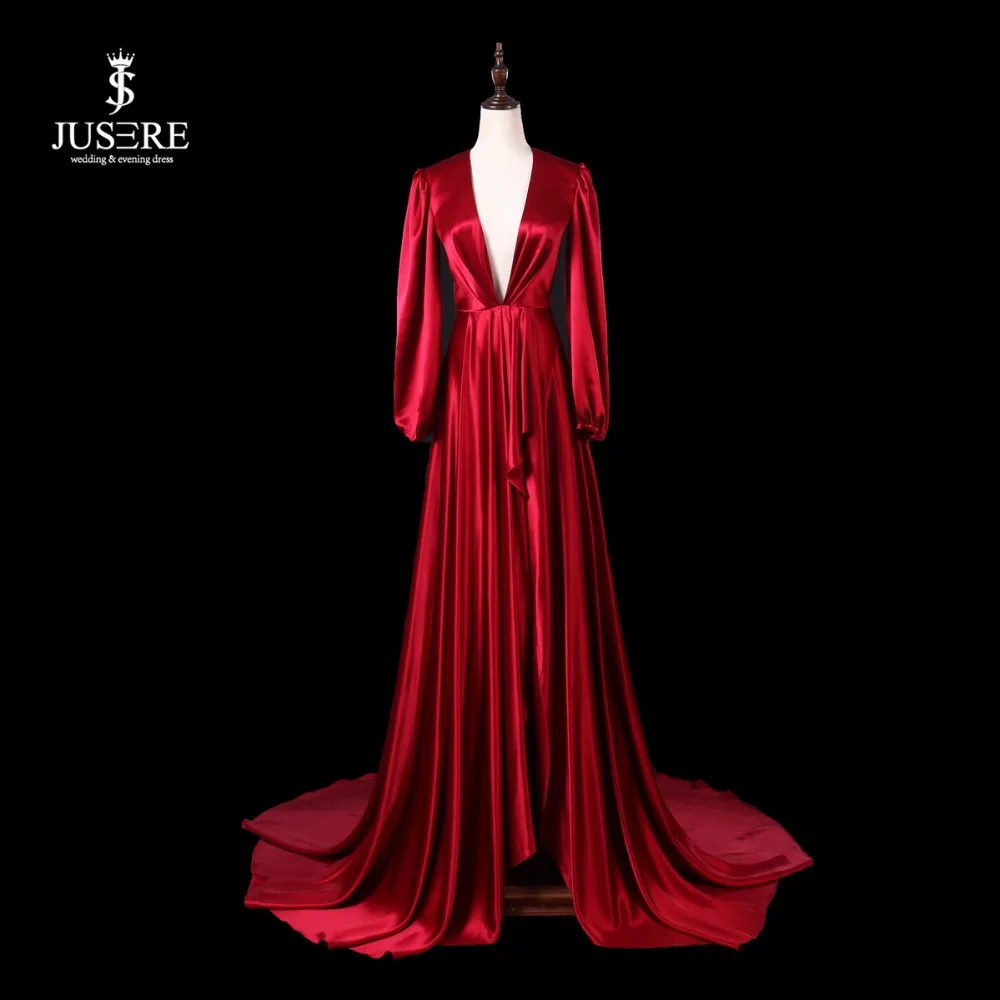 JUSERE Satin A-Line Deep V-Neck Long Sleeve Dark Red Evening Dress Party Dresses Evening Gowns GD653 Robe de soiree
JUSERE Satin A-Line Deep V-Neck Long Sleeve Dark Red Evening Dress Party Dresses Evening Gowns GD653 Robe de soiree