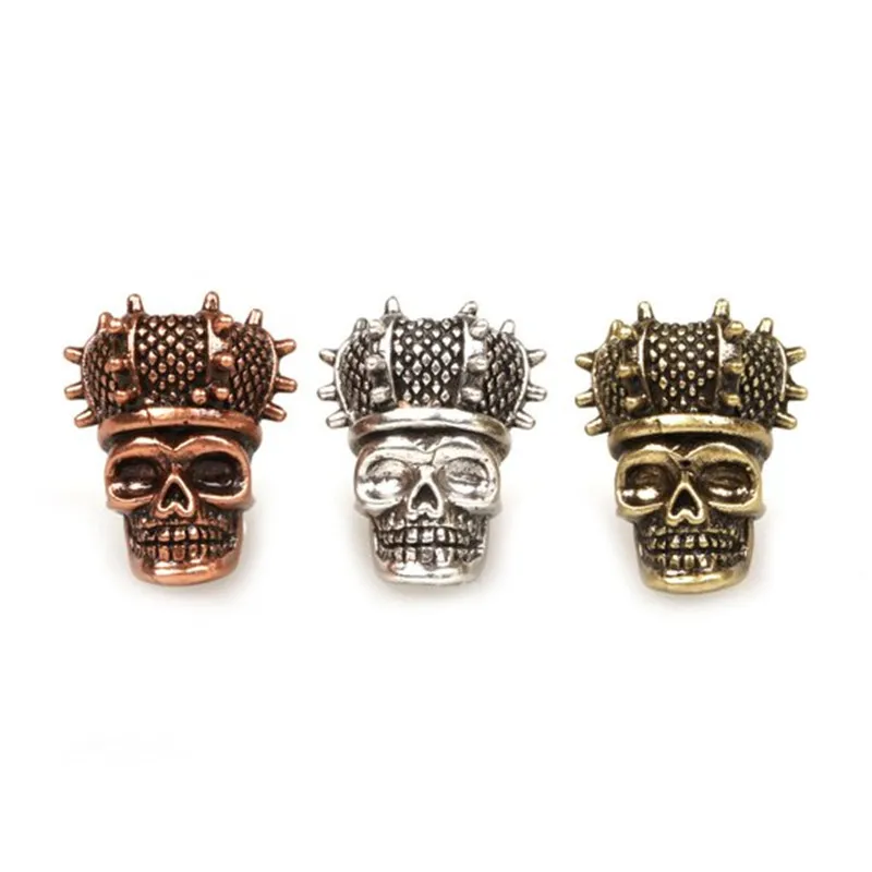 

Crown Skull Bead Charms Antique Style for 550 Paracord Survival Bracelet DIY Hand Chain Necklace Copper Plating Fittings Jewelry