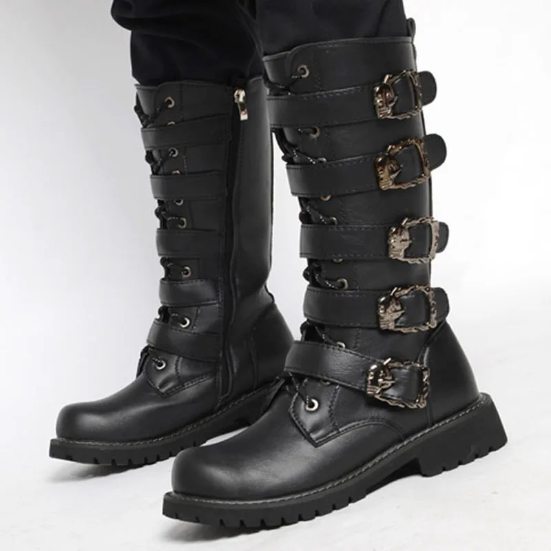 Высокие мужские армейские ботинки DESAI кожаные сапоги большого размера боевые в