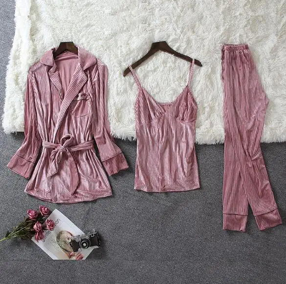 Fdfklak 3 Pieces winter pajamas for women long sleeve warm pyjamas women casual home clothes gold velvet ladies pijama set
Fdfklak 3 Pieces winter pajamas for women long sleeve warm pyjamas women casual home clothes gold velvet ladies pijama set