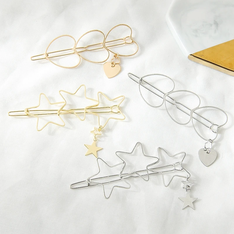 Minimalist Hollow Star Or Heart Hair Clip Side Clip With Pendant Metal Clip Women Hair Accessories
Minimalist Hollow Star Or Heart Hair Clip Side Clip With Pendant Metal Clip Women Hair Accessories