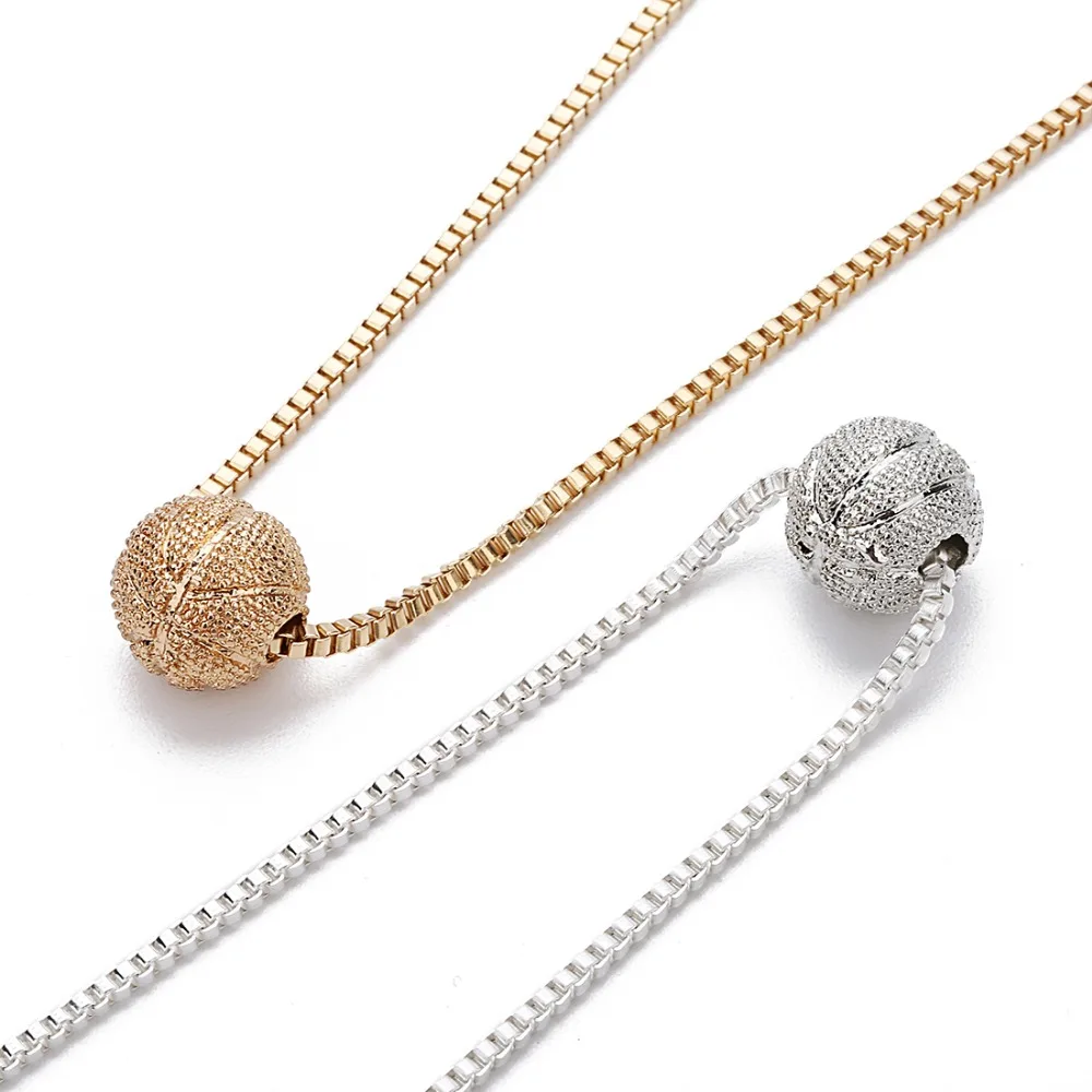 XINYAO Sports Basketball Pendants Necklaces 12mm beads Charms 45cm Copper Box Chains Fit Men Women Jewelry Hip Hop | Украшения и