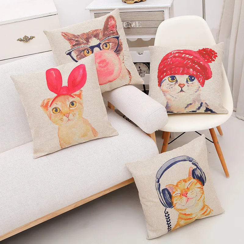 Cute Lovely Cat Decorative Cushion Cover Cotton Linen Square Throw Pillow Cover 45x45CM Pillow Case
Cute Lovely Cat Decorative Cushion Cover Cotton Linen Square Throw Pillow Cover 45x45CM Pillow Case