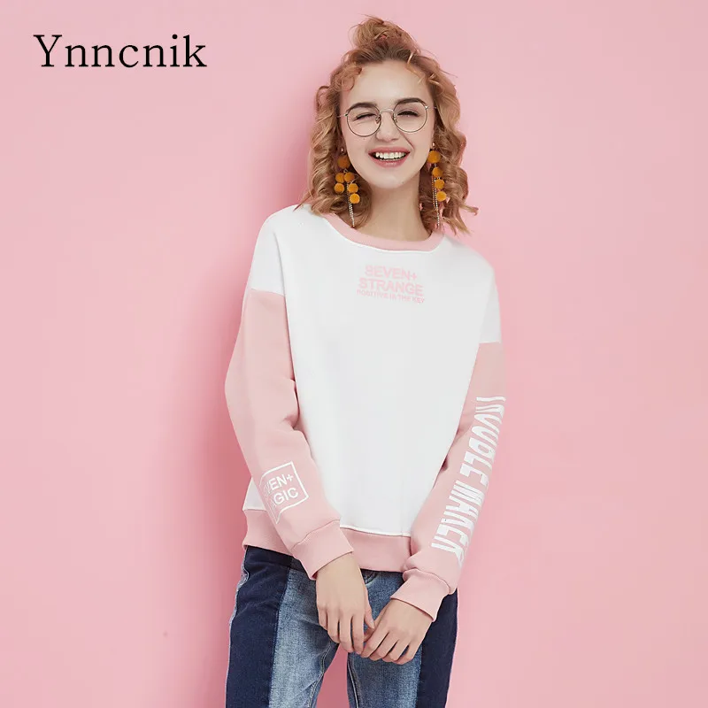 Свитшот Ynncnik женский флисовый с длинным рукавом худи надписью тренировочный