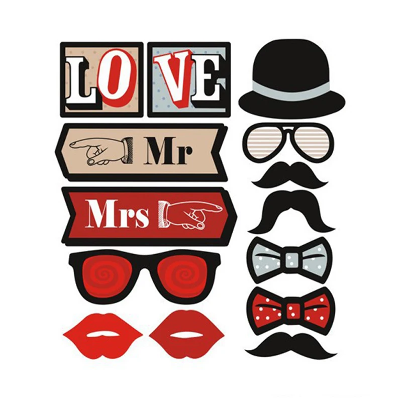 Фото 14 шт. Забавный Свадебный декор реквизит для фотостудии DIY Mr Mrs фотостудия