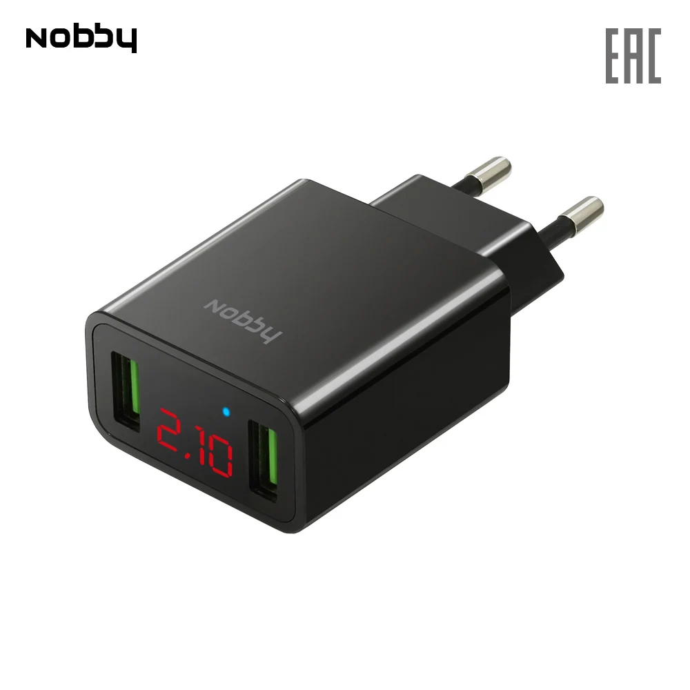 Сетевое зарядное устройство Nobby Comfort NBC-TC-21-20 USB прочное надежное зу черный |