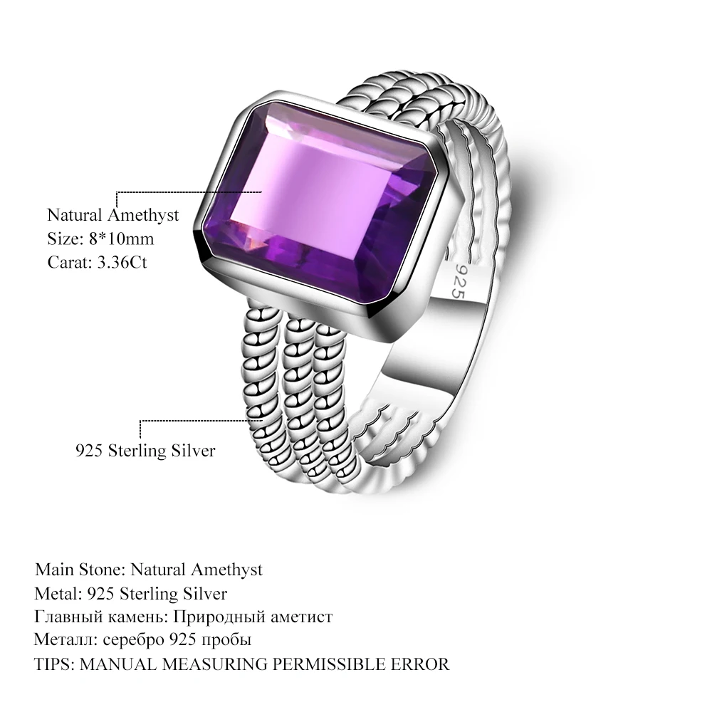 Gem's Ballet 3.36Ct Natural Amethyst Gemstone Rope Band Stackable Ring For Women Wedding 925 Sterling Silver Fine Jewelry
Gem's Ballet 3.36Ct Natural Amethyst Gemstone Rope Band Stackable Ring For Women Wedding 925 Sterling Silver Fine Jewelry