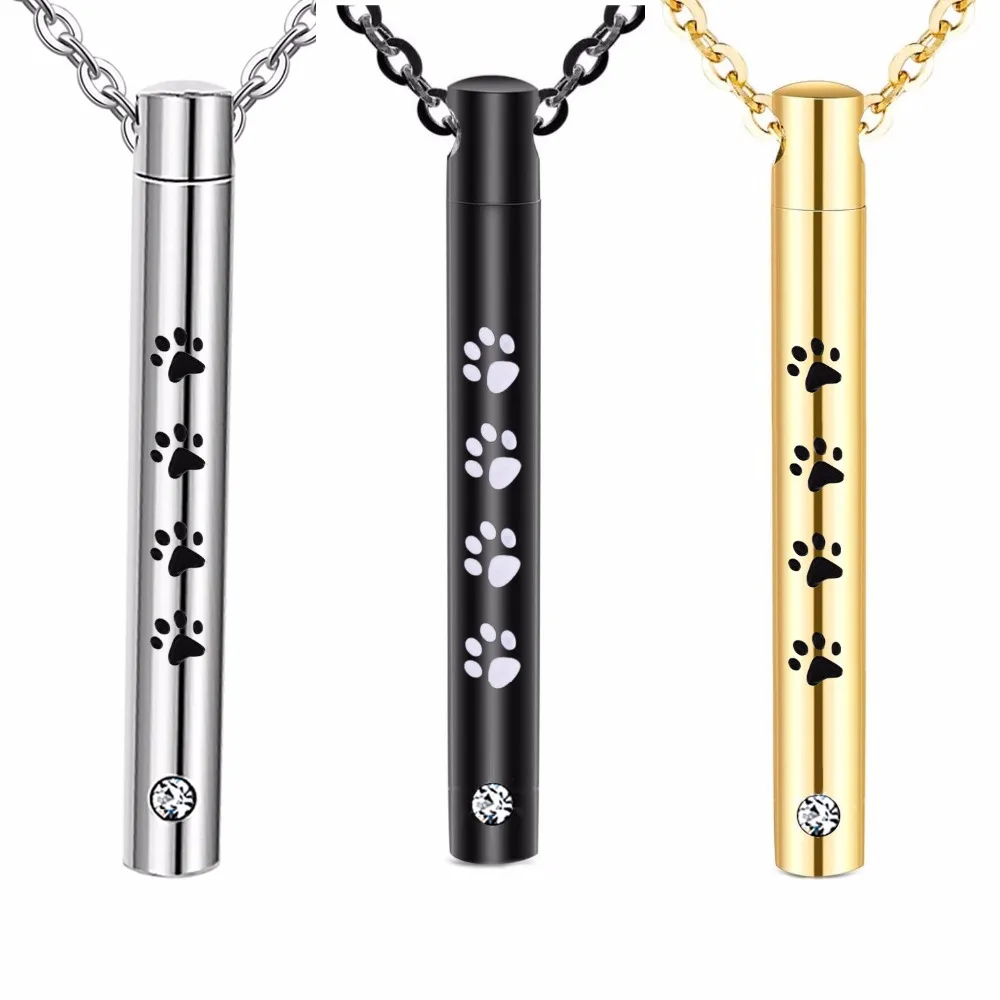 Unisex Stainless Steel Pet,Dog Jewelry Cylinder Crystal Memorial Urn Paw Pendant Screw Open Cremation Necklace Ash Case Holder
Unisex Stainless Steel Pet,Dog Jewelry Cylinder Crystal Memorial Urn Paw Pendant Screw Open Cremation Necklace Ash Case Holder