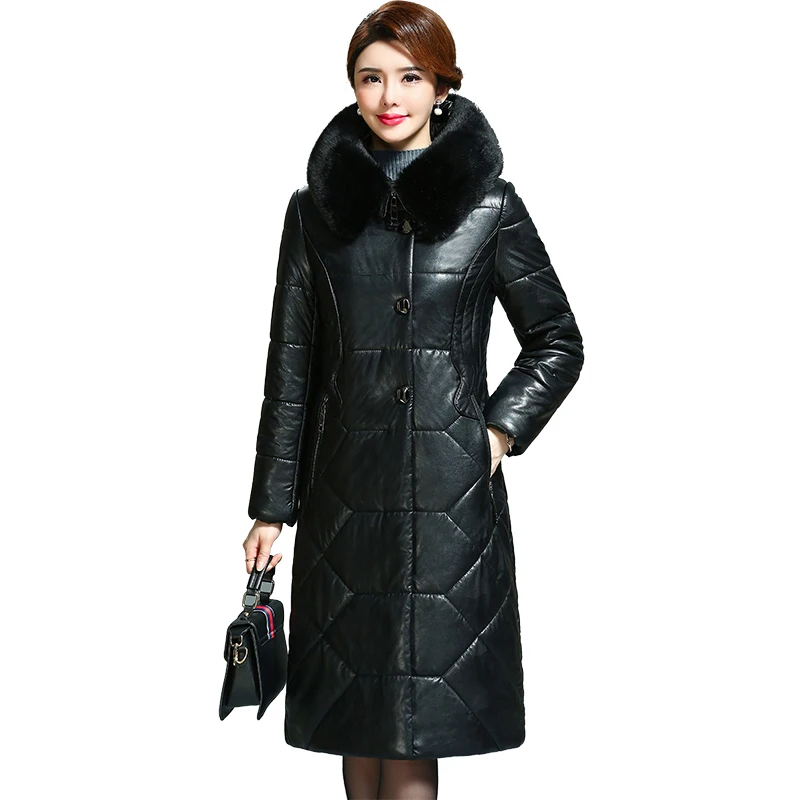 2018 New Winter Women Leather Thicken Jacket 6XL Ladies Fur Collar Hooded Coats Cotton Padded Outwear Middle-aged Female Parkas
2018 New Winter Women Leather Thicken Jacket 6XL Ladies Fur Collar Hooded Coats Cotton Padded Outwear Middle-aged Female Parkas