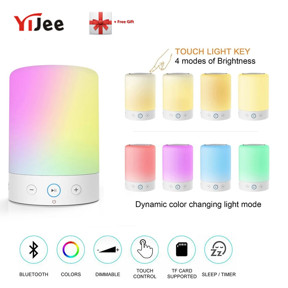 Портативный динамик YiJee, Bluetooth-динамик, светодиодная Сенсорная лампа рядом с лампой с цветной подсветкой RGB, функция громкой связи, FM-радио, таймер
Портативный динамик YiJee, Bluetooth-динамик, светодиодная Сенсорная лампа рядом с лампой с цветной подсветкой RGB, функция громкой связи, FM-радио, таймер