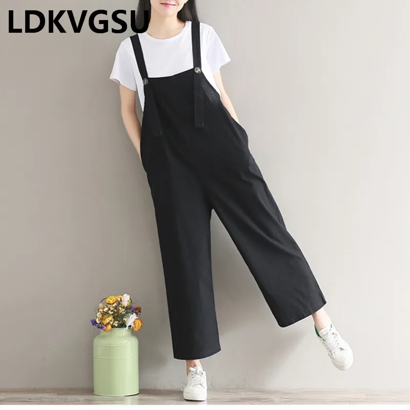 Women Loose Strap Jumpsuit Wide Leg Pants Black Cotton And Linen Casual 2018 Spring Summer Jumpsuit Femme Romper Plus Size Is330
Women Loose Strap Jumpsuit Wide Leg Pants Black Cotton And Linen Casual 2018 Spring Summer Jumpsuit Femme Romper Plus Size Is330